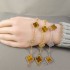 Natural Tiger Eye&CZ 15mm Big Clover Bracelet