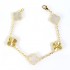 Natural White Mother Of Pearl&Classic Gold 15mm Big Clover Bracelet