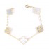 Natural White Mother Of Pearl&CZ 15mm Big Clover Bracelet