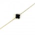 Natural Black Onyx Clover Bracelet with Zircon Diamond