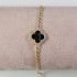 Natural Black Onyx Clover Bracelet with Zircon Diamond