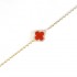 Natural Carnelian Clover Bracelet with Zircon Diamond