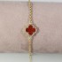 Natural Carnelian Clover Bracelet with Zircon Diamond