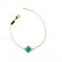 Natural Malachite Clover Bracelet with Zircon Diamond