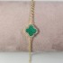 Natural Malachite Clover Bracelet with Zircon Diamond