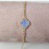 Natural Blue lace agate Clover Bracelet with Zircon Diamond