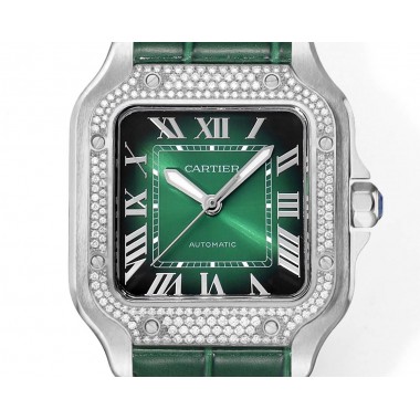 Cartier Santos De 35.1mm Medium Watch, Diamond Dial