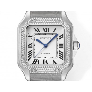 Cartier Santos De 35.1mm Medium Watch, Diamond Dial