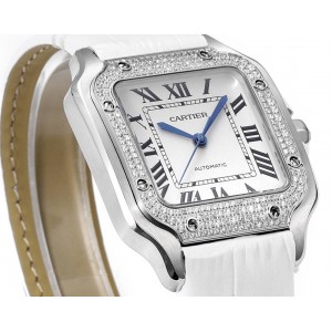 Cartier Santos De 35.1mm Medium Watch, Diamond Dial