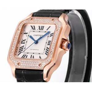 Cartier Santos De 35.1mm Medium Watch, Diamond Dial