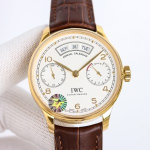 IWC Portugieser Annual Calendar 44,White Dial ,Gold Plated Case 