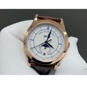 Patek Philippe's Calendar Watch,Rose Gold Bezel,on Brown Leather Strap