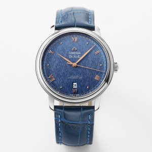 Omega De Ville Collection,Blue Dial, on Leather Strap